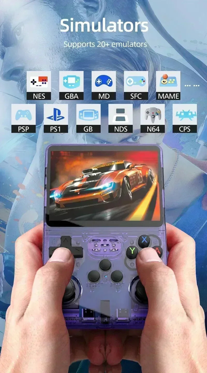 R36S Retro Handheld Game Console - 3.5 Inch IPS Screen, 64GB/128GB/256GB, Portable Gaming Device with Built-in Games